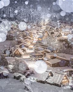 Ngôi làng cổ lộng lẫy trong tuyết trắng
